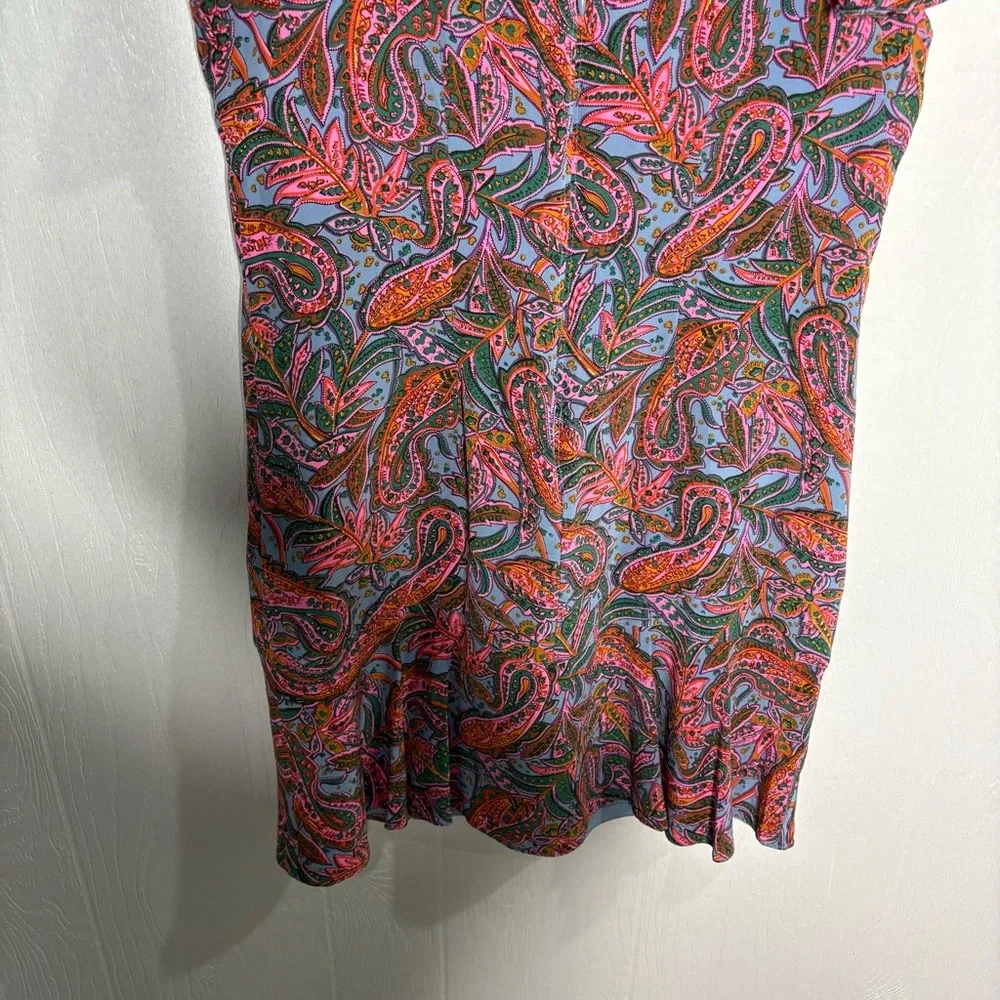 J.Crew paisley silk ruffle sleeve shift dress size 4 petite